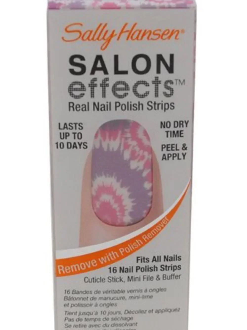 Sally Hansen Kit nail polish strips tie dye purple pink